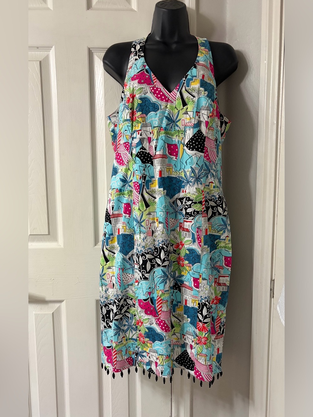 Kelly And Diane Vintage Y2K Resort Print Dress Size 12